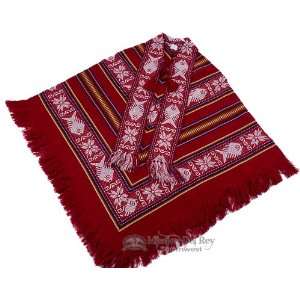    Otavalo Indian Woven Pancho  Dark Red (p13)