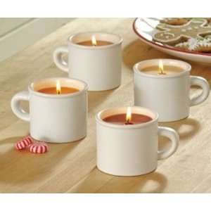  Set 4 White Ceramic Coffee Cups with Scented Candles: Home 