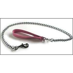  Chain Leash w/ Pink Leather Handle