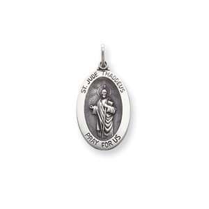  St. Jude Thaddeus Medal 7/8in   Sterling Silver: Jewelry