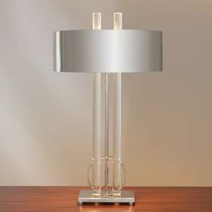 Radio City 2  Light 26 Polished Nickel Table Lamp with Round Polished 