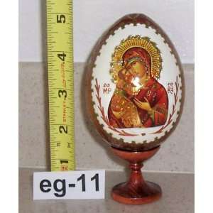  Russian Easter Icon Egg * Vladimirskaya Holy Mother * Wood 