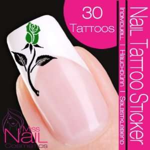  Nail Tattoo Sticker Rose / Flower   green: Beauty