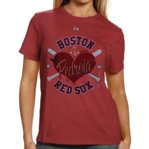  Majestic Boston Red Sox #15 Dustin Pedroia Ladies Red All 