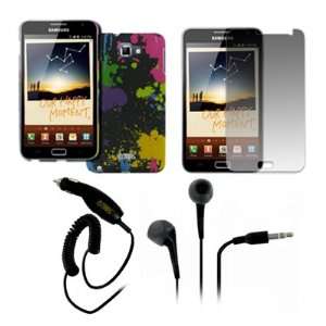   Stereo Earbud Headphones (Black) + Screen Protector + Car Charger