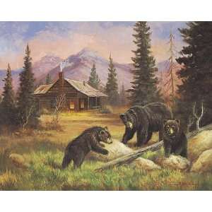  Marianne Caroselli   Bears On Log Canvas