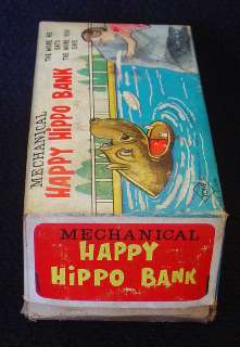 VTG TIN TOY HIPPO BANK HAPPY  YONE  MADE IN JAPAN  