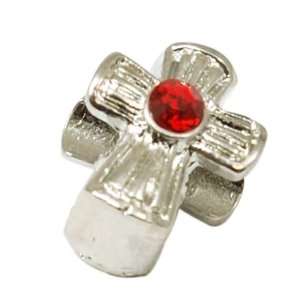    TOC BEADZ Red Crystal Cross 11mm Slide on Charm Bead Jewelry