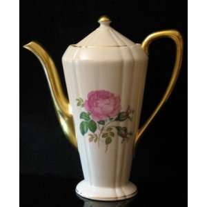  Pickard 8 3/4 Pink Roses Teapot with Gold Handle and 