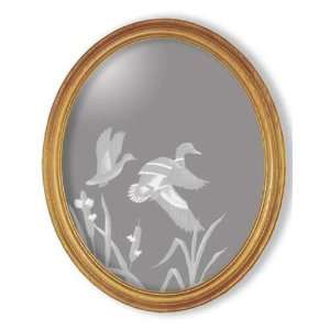  Cattail Mallards Ducks Oval Ash Frame Mirror