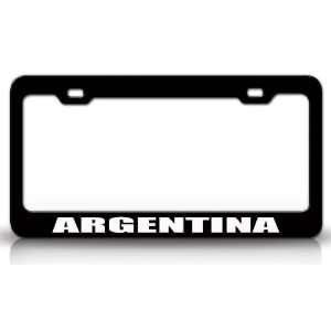 ARGENTINA Country Steel Auto License Plate Frame Tag Holder, Black 
