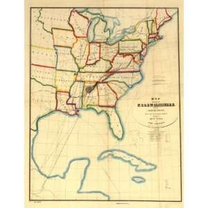   : 1850 Map North East and South West Alabama Railroad: Home & Kitchen