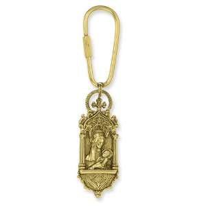  Gold tone Madonna & Child Key Fob: Jewelry