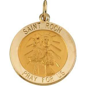  18.00 Mm 14K Yellow Gold St.Roch Medal: Jewelry
