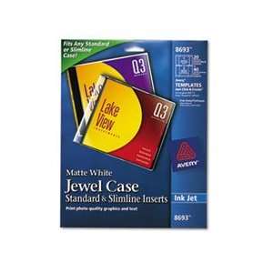  Inkjet CD/DVD Jewel Case Inserts, Matte White, 20/Pack 