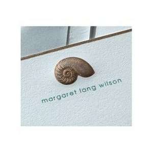 Hand Engraved Shell on Gold Hand Bordered Beach Glass Correspondence 