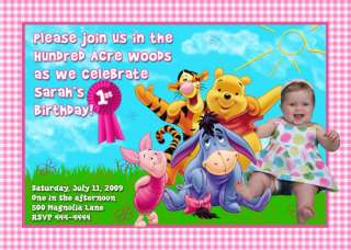 Winnie the Pooh Photo Cutout with Gingham Border (also in blue)