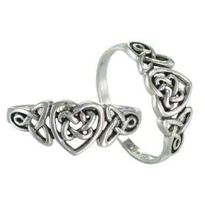 Silver Celtic Knot Triquetra Hidden Pentacle Heart Ring (sz 4 15) sz 