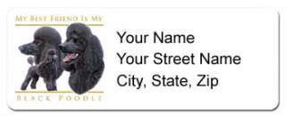 Black Poodle Return Address Labels #2   Personalized  