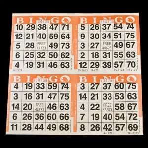  4 on Orange Bingo Paper Cards   750 sheets   3000 cards 