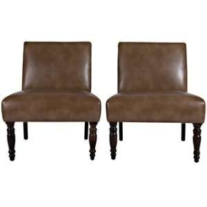   Chair Set in Milk Chocolate Brown Renu Leather: Home & Kitchen