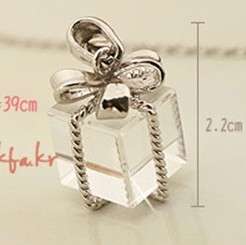 1pcs Korean Bow Gift Box Necklace Silver Chain A13 FREE SHIP  