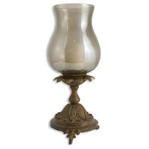 Uttermost 28 Inch Chandell Candleholder Heavily w/ Glass Globe White 