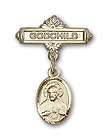 gold filled baby badge w scapular godchild pin catholic one
