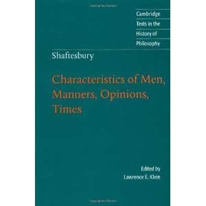  Shaftesbury Characteristics of Men, Manners, Opinions 