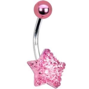  10mm Pink Sparkler Star Belly Ring: Jewelry