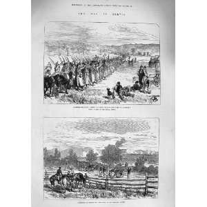  1876 War Servia Soldiers Marching Ereovatz Horses