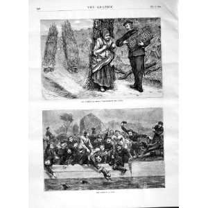  1870 SORTIE HARE SOLDIERS MAN WOMAN GATHERING WOOD: Home 