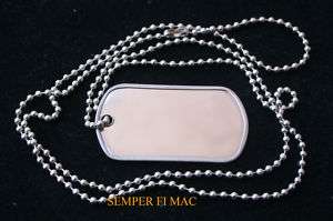 AUTHENTIC BLANK DOG TAG W CHAIN US MARINES NECKLACE  