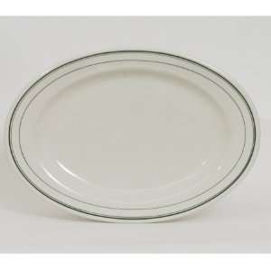   Platter   American White with Green Band   6 pcs
