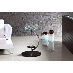   Black Color Glass Top Round End Table / Accent Table: Home & Kitchen