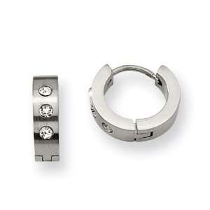    Chisel Stainless Steel CZ Hinged Hoop Earrings: Chisel: Jewelry