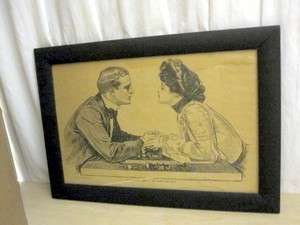 Antique Frame w Print by Charles Dana Gibson c1903 Colliers Weekly NY 