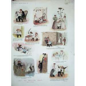   1897 Colour Print Children Runnin Away Comedy Police