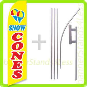 Feather Flutter Tall Banner Sign 15 Flag Kit  SNOW CONES y  