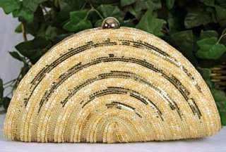 KATE SPADE LAWN PARTY RAINE STRAW GOLD SEQUINS LEATHER CLUTCH BAG 