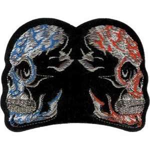   Skull Red Blue Iron On Motorcycle Biker Patch CD3268 