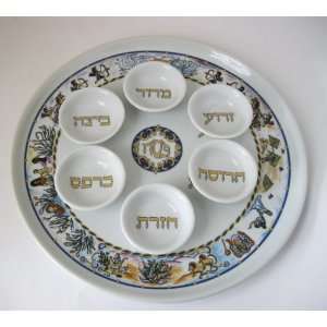  Seder Plate, Porcelain Passover Plate with Pictures of the 