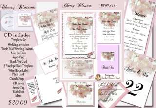 Delux Cherry Blossom Wedding Invitation Kit on CD  