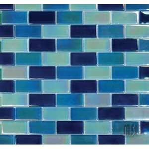 Montego Sela Brick Irridis. Blue Blend 1x2 Cystallized Brick Glass 