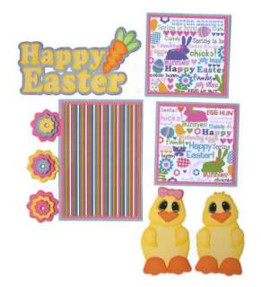 Easter Chicks Flowers Mat Set Premade Paper Piecing for Scrapbook page 