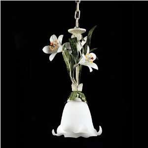 DAY LILIES   1 Light Pendant In Seashell And Snow White Flower Glass