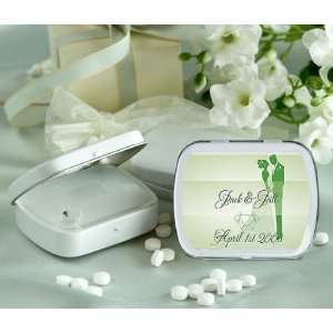 Baby Keepsake: Green Kissing Bride and Groom Design Personalized 