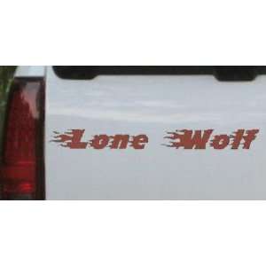 Flaming Lone Wolf Car Window Wall Laptop Decal Sticker    Brown 60in X 