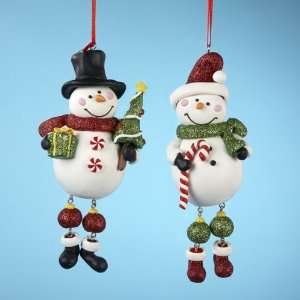  Pack of 6 Snow Dudes Candy Cane & Tree Dangling Leg 