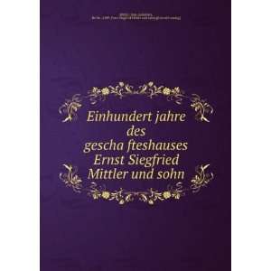   Mittler und sohn) [from old catalog] Mittler  Books